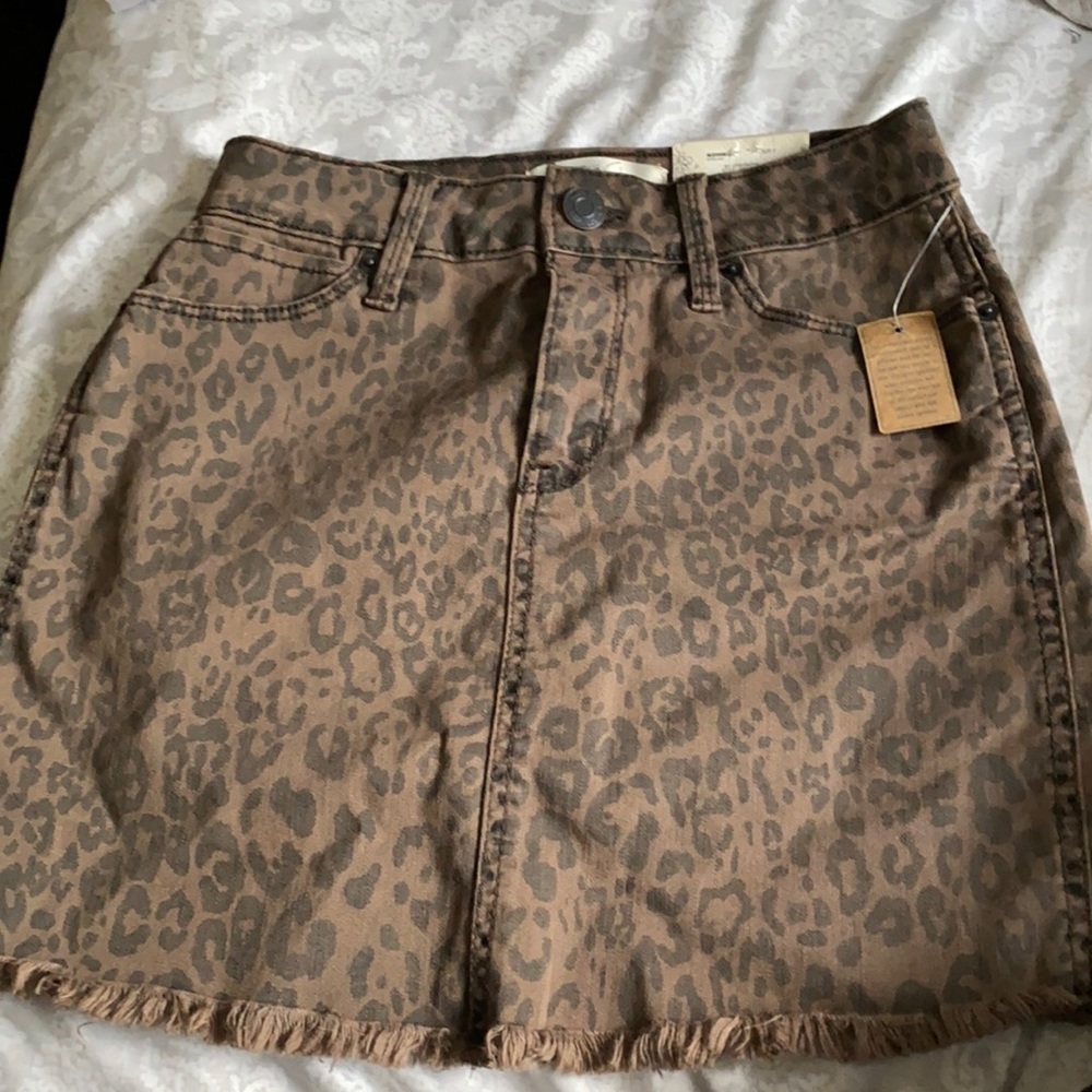 Cheetah print mini jean skirt